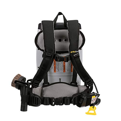 ProTeam ProVac FS 6 Commercial Backpack Vacuum with Power Nozzle Tool Kit, 6 Quart, Gray