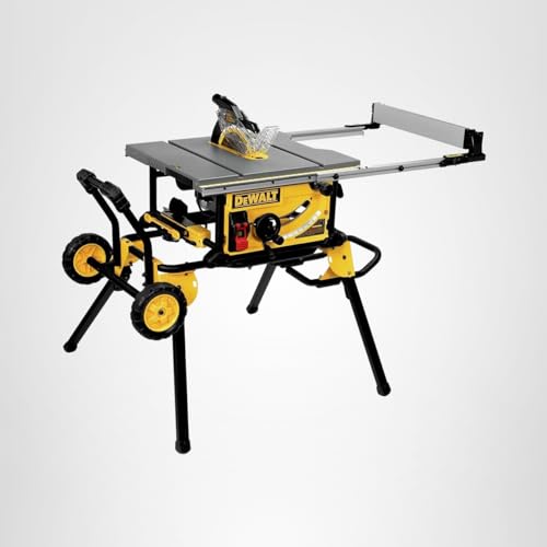 DEWALT Table Saw 10 Inch with Foldable Rolling Table Saw Stand, 15 Amp, 4800 RPM, 32-1/2-Inch Rip Capacity (DWE7491RS)