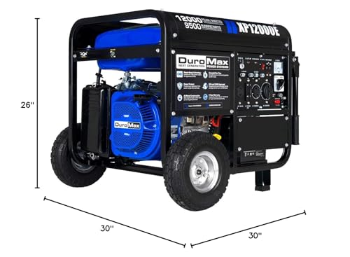 DuroMax XP13000EH 13,000-Watt Dual Fuel Portable Generator - Gas & Propane, Electric Start, Whole Home Backup Power, Transfer Switch Ready, RV & Emergency Ready