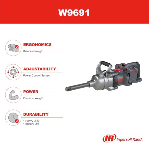 Ingersoll Rand W9691-K4E W9000 Series 20-Volt 1-Inch Cordless Impact Wrench Kit with Charger and 6-Inch Extended Anvil