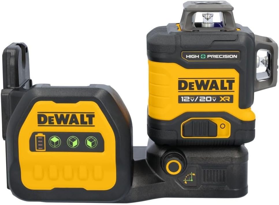 DEWALT 12V/20V MAX XR Line Laser, High Precision 3 X 360, Green, Battery and Charger Included (DCLE34033D1)