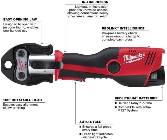 Milwaukee 2473-22 M12 Force Logic Press tool 1/2" - 1" Kit