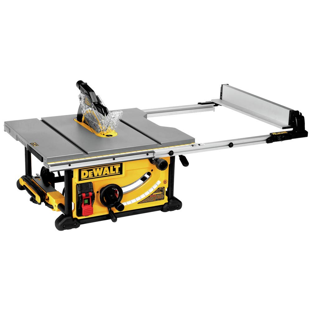 DEWALT Table Saw 10 Inch with Foldable Rolling Table Saw Stand, 15 Amp, 4800 RPM, 32-1/2-Inch Rip Capacity (DWE7491RS)