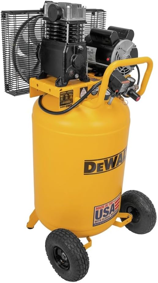Dewalt 30 Gallon Vertical Air Compressor, 2 HP, Single Stage, Oil Lube Belt Drive, 175 Max PSI, Portable Air Compressor for Home Improvement, 6.2 SCFM at 90 PSI, Efficient Performance