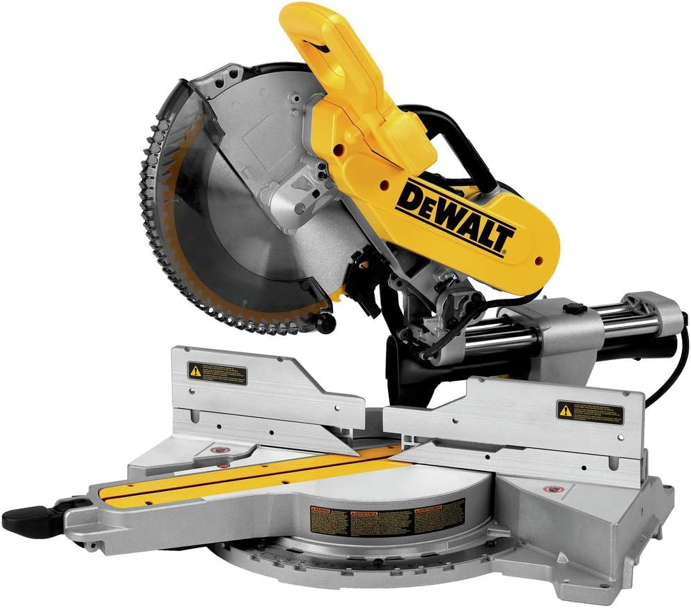DEWALT Miter Saw, 12 Inch Double Bevel Sliding Compound Miter Saw, Blade Wrench and Material Clamp, Increased Crosscut Capacity, Powerful 3800 RPM Motor, Corded (DWS779)