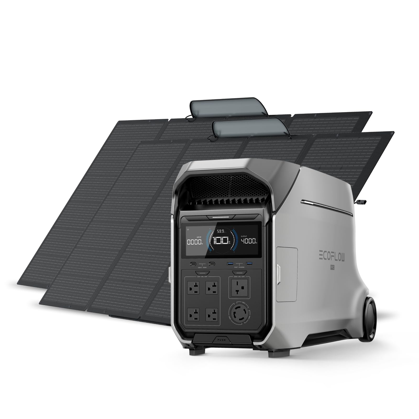 EF ECOFLOW Solar Generator 4096Wh DELTA Pro 3 with 2X400W Portable Panels, 120/240V 4000W AC Output, Solar Generator for Home Use, Camping Accessories, Emergencies, Power Outages, RVs