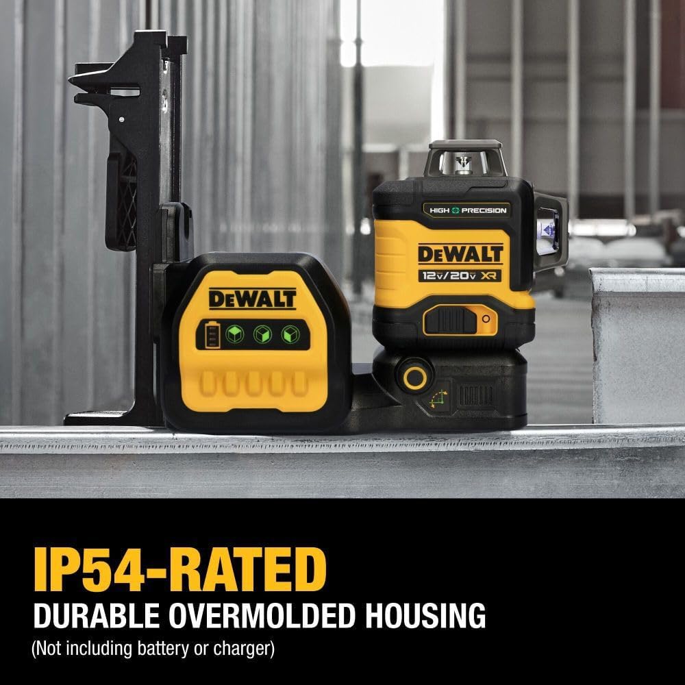 DEWALT 12V/20V MAX XR Line Laser, High Precision 3 X 360, Green, Battery and Charger Included (DCLE34033D1)