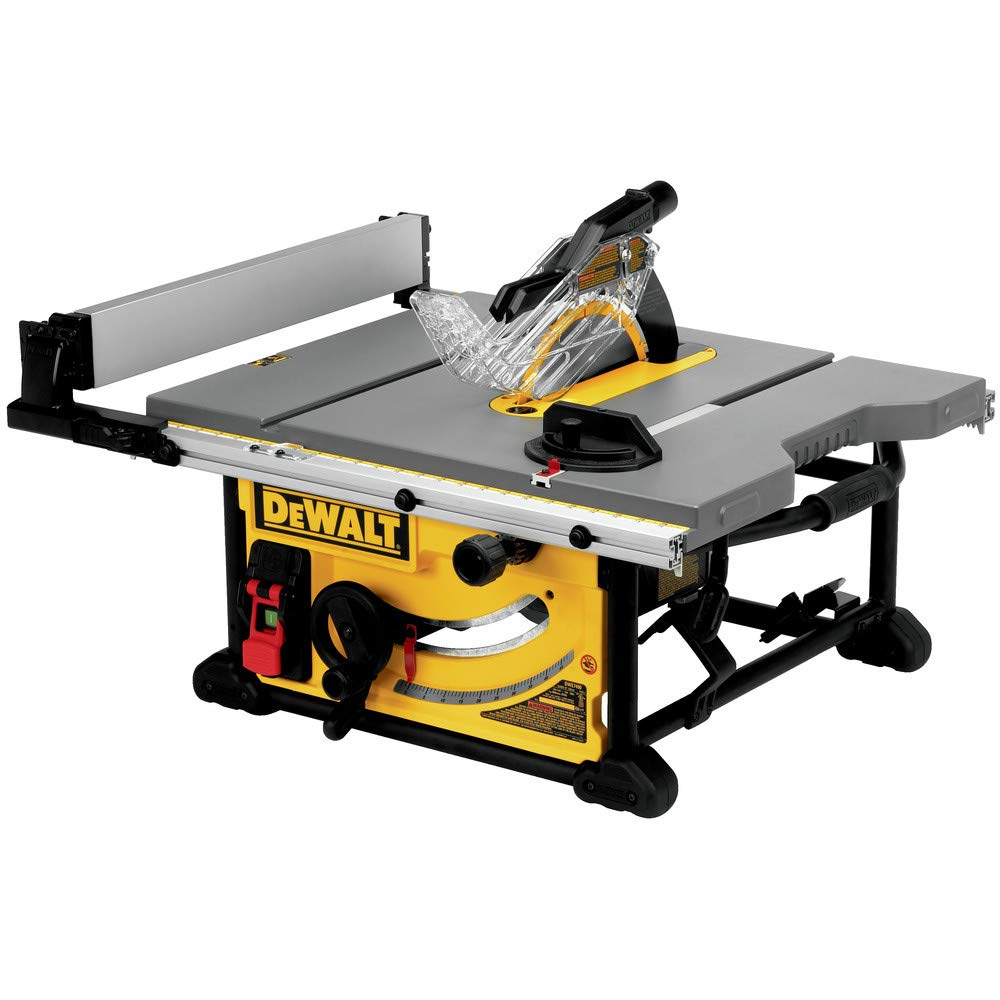 DEWALT Table Saw 10 Inch with Foldable Rolling Table Saw Stand, 15 Amp, 4800 RPM, 32-1/2-Inch Rip Capacity (DWE7491RS)