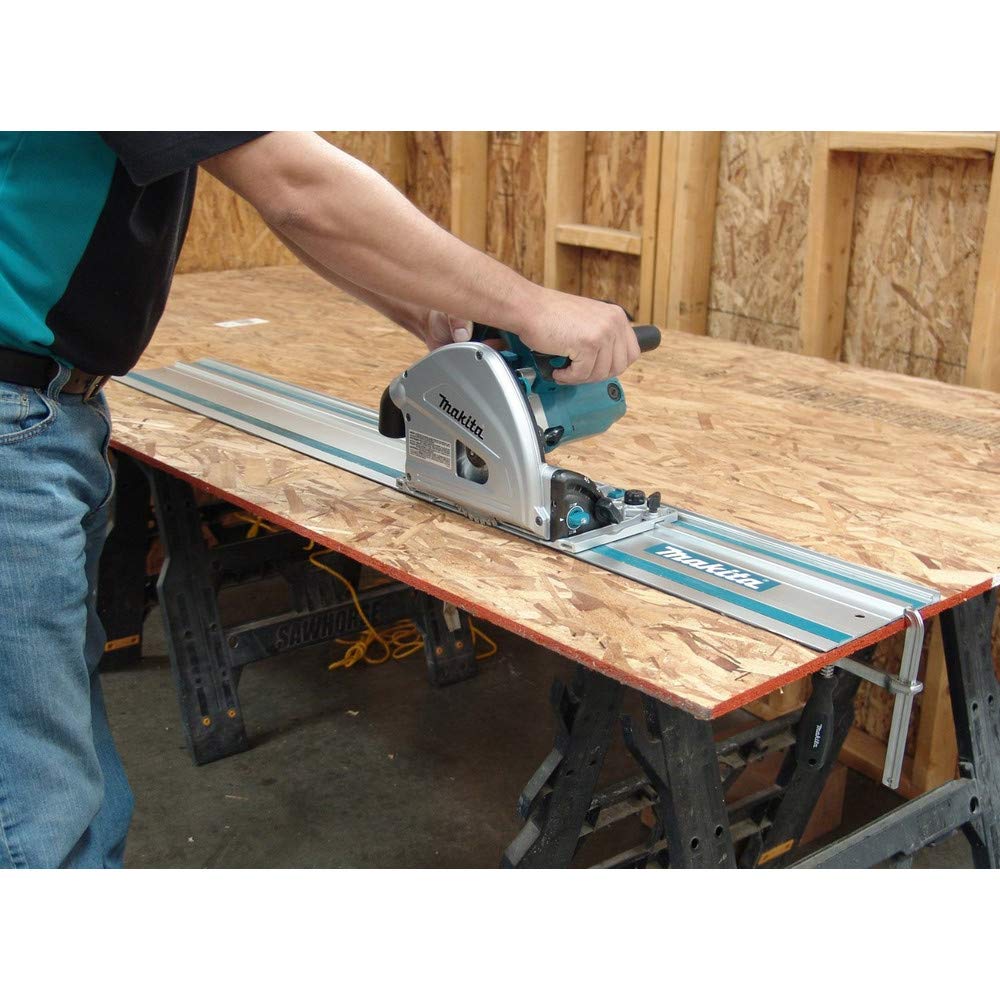 Makita SP6000J1 6-1/2" Plunge Circular Saw Kit, with Stackable Tool case and 55" Guide Rail, Blue