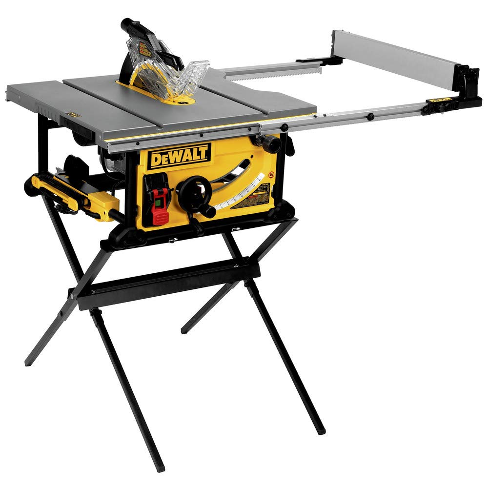 DEWALT Table Saw 10 Inch with Foldable Rolling Table Saw Stand, 15 Amp, 4800 RPM, 32-1/2-Inch Rip Capacity (DWE7491RS)