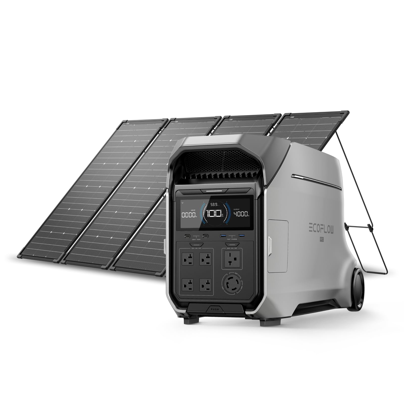 EF ECOFLOW Solar Generator 4096Wh DELTA Pro 3 with 2X400W Portable Panels, 120/240V 4000W AC Output, Solar Generator for Home Use, Camping Accessories, Emergencies, Power Outages, RVs