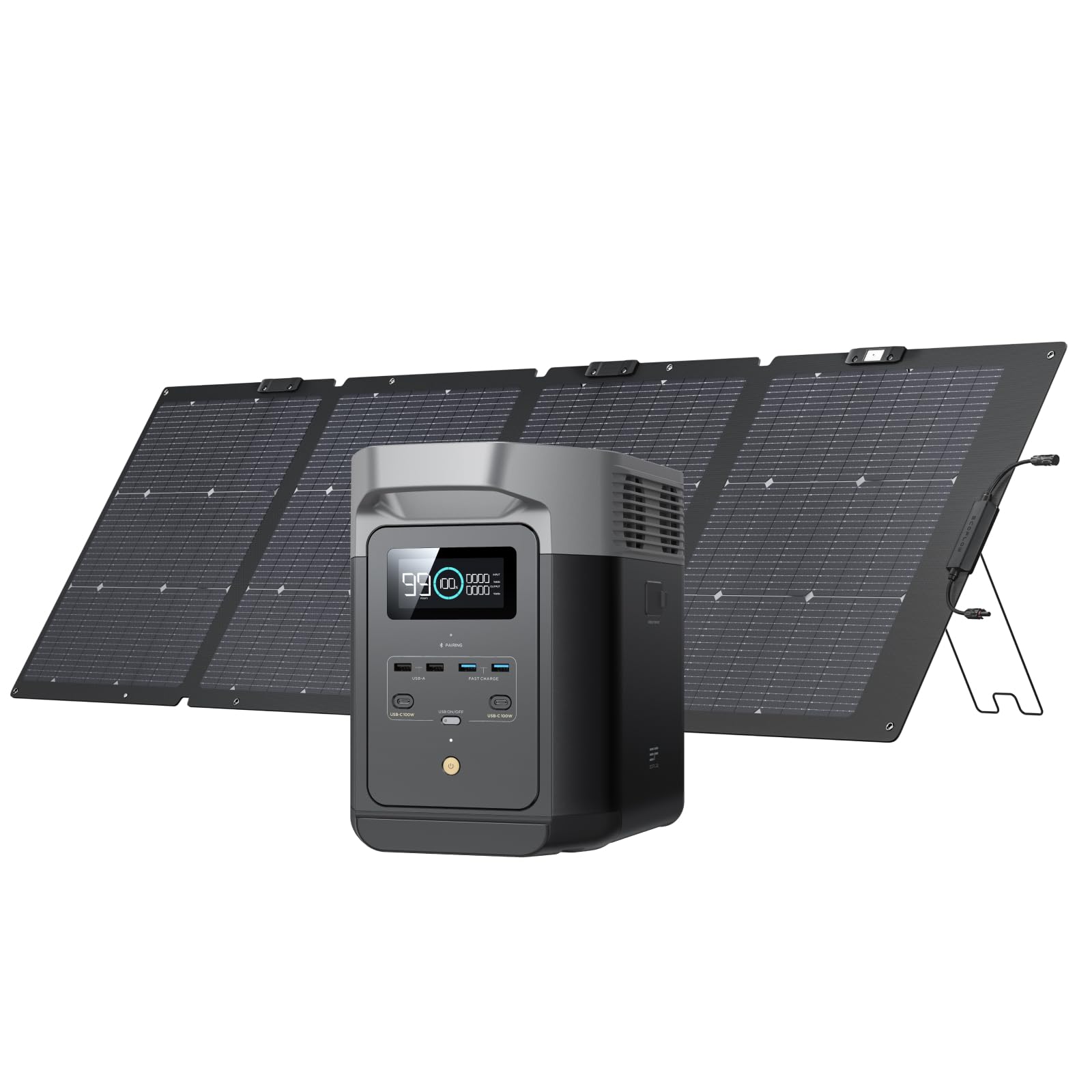 EF ECOFLOW Portable Power Station DELTA 3 Classic, 1024Wh LiFePO4 Battery, 1800W AC/100W USB-C Output, 1 Hr Fast Charge, Solar Generator for Home Backup, Camping & RVs (Solar Panel Optional)