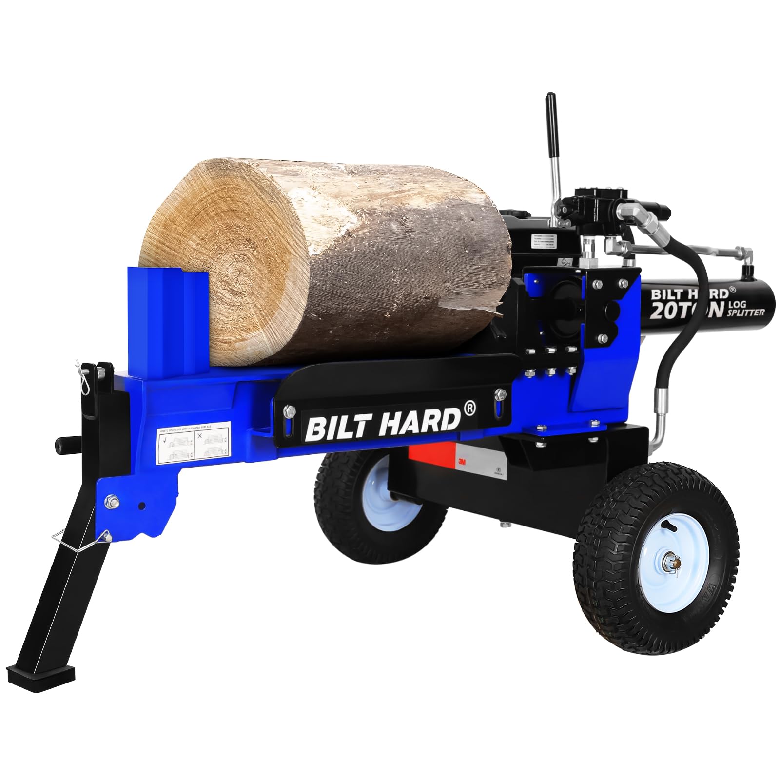 BILT HARD 25-Ton Horizontal/Vertical Log Splitter, Gas Wood Splitter with 209cc OHV Engine, 2" Ball Coupler, 16" DOT Tires, 2 Stage Gear Pump, Hydraulic Log Splitter, Firewood Splitting Machine