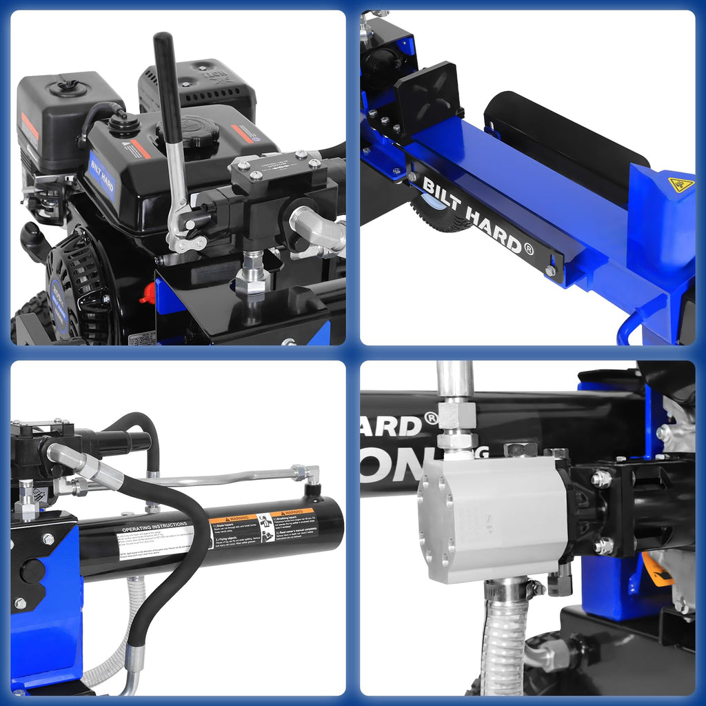BILT HARD 25-Ton Horizontal/Vertical Log Splitter, Gas Wood Splitter with 209cc OHV Engine, 2" Ball Coupler, 16" DOT Tires, 2 Stage Gear Pump, Hydraulic Log Splitter, Firewood Splitting Machine