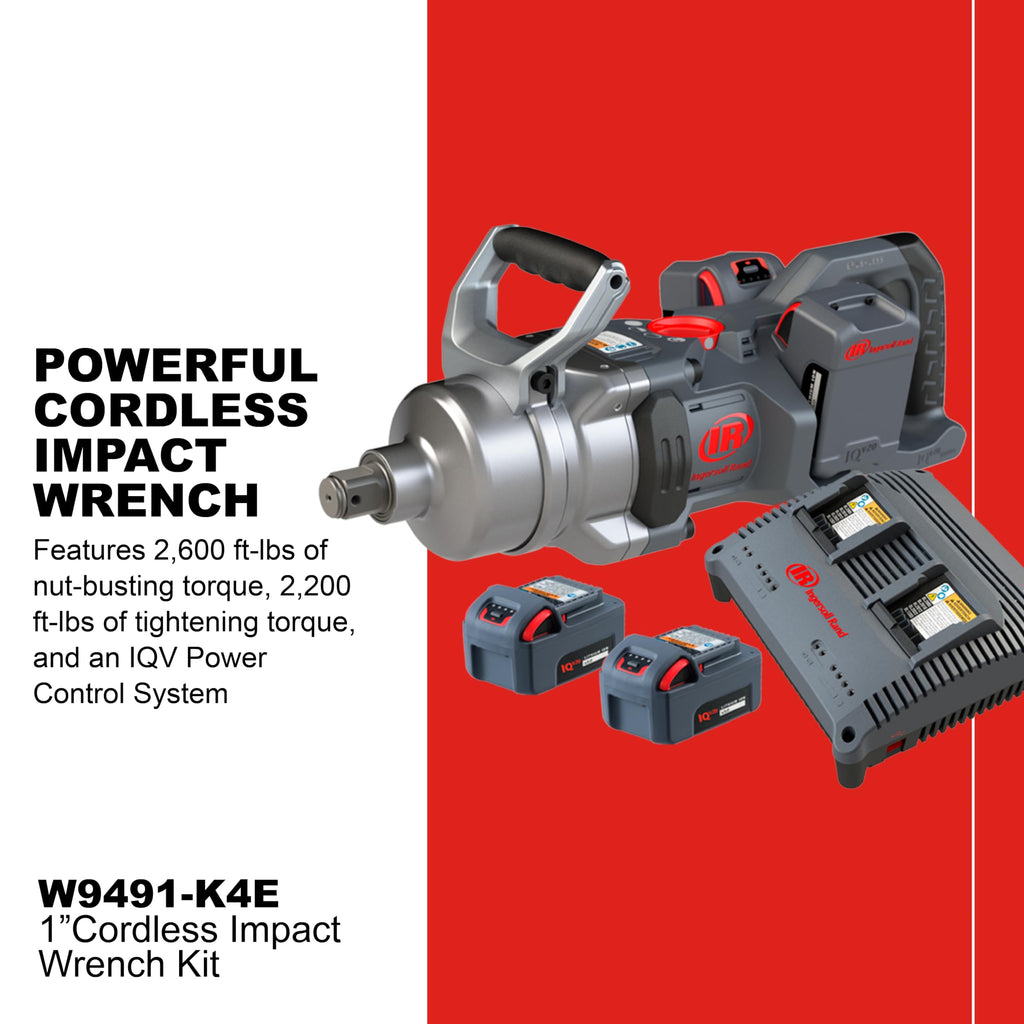 Ingersoll Rand W9691-K4E W9000 Series 20-Volt 1-Inch Cordless Impact Wrench Kit with Charger and 6-Inch Extended Anvil