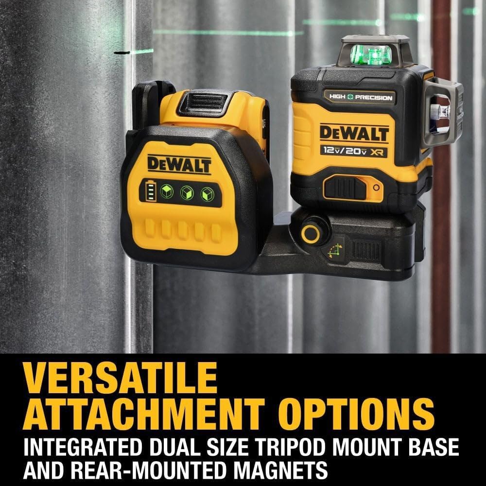 DEWALT 12V/20V MAX XR Line Laser, High Precision 3 X 360, Green, Battery and Charger Included (DCLE34033D1)
