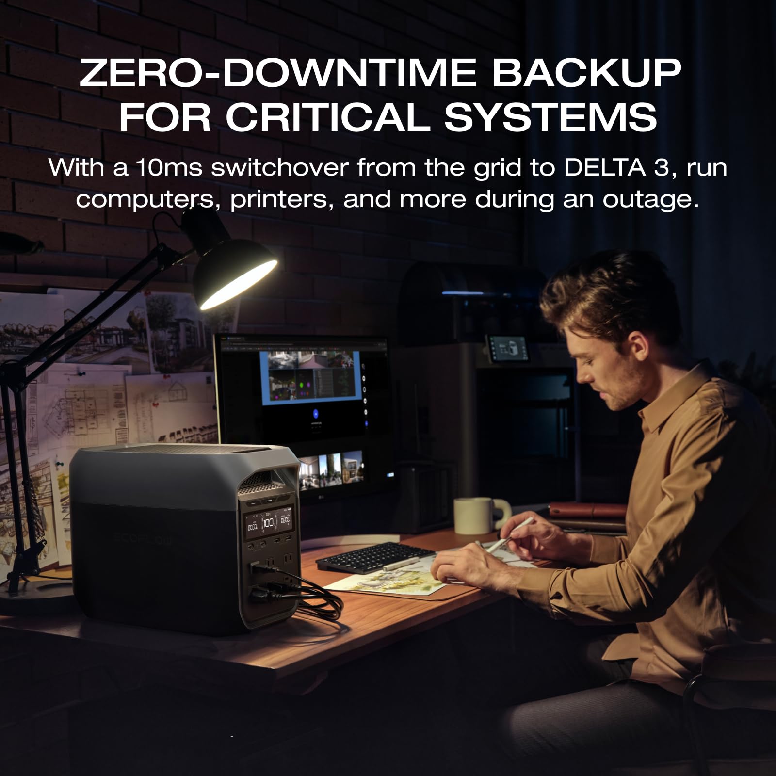 EF ECOFLOW Portable Power Station DELTA 3 Classic, 1024Wh LiFePO4 Battery, 1800W AC/100W USB-C Output, 1 Hr Fast Charge, Solar Generator for Home Backup, Camping & RVs (Solar Panel Optional)