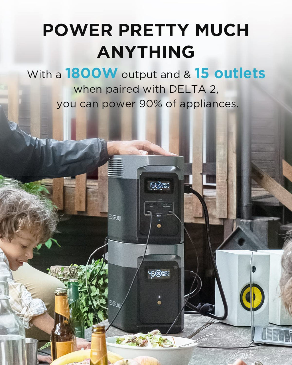 EF ECOFLOW Portable Power Station DELTA 3 Classic, 1024Wh LiFePO4 Battery, 1800W AC/100W USB-C Output, 1 Hr Fast Charge, Solar Generator for Home Backup, Camping & RVs (Solar Panel Optional)