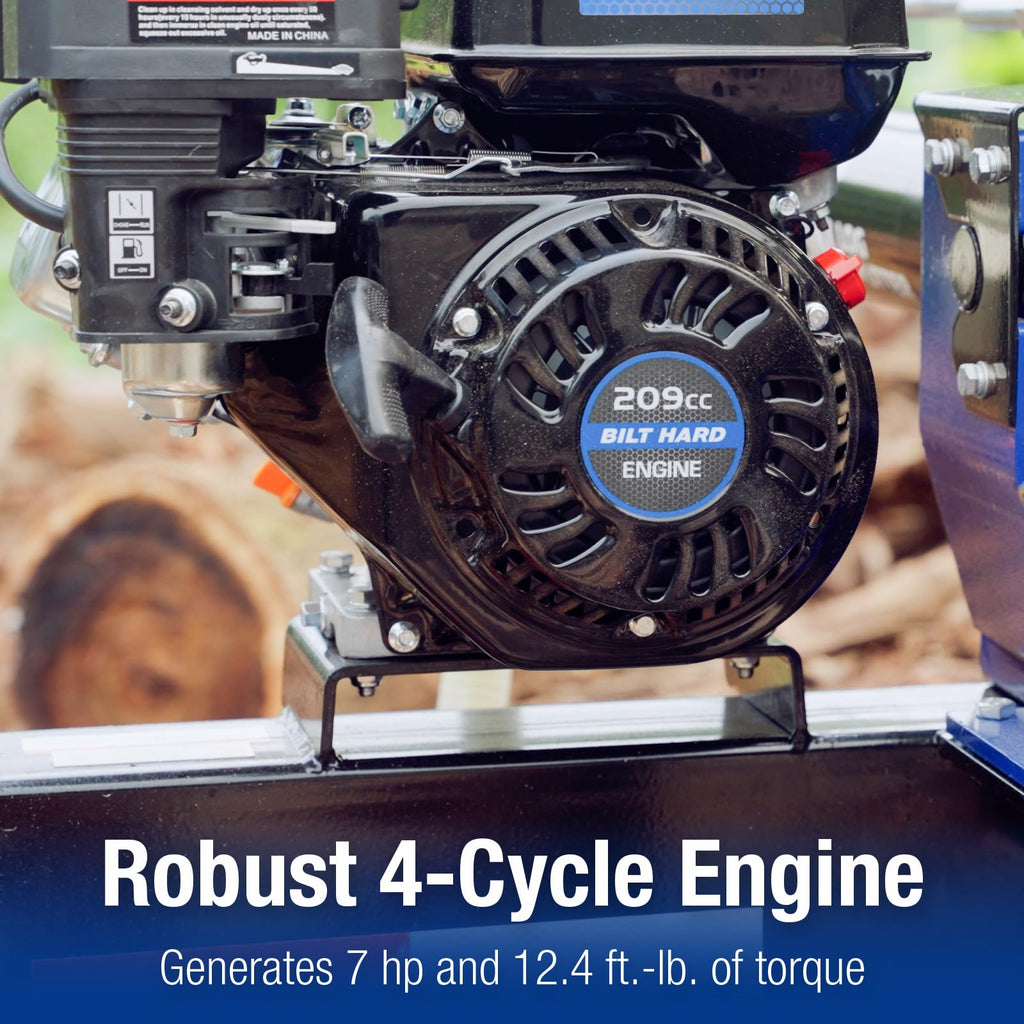 BILT HARD 25-Ton Horizontal/Vertical Log Splitter, Gas Wood Splitter with 209cc OHV Engine, 2" Ball Coupler, 16" DOT Tires, 2 Stage Gear Pump, Hydraulic Log Splitter, Firewood Splitting Machine