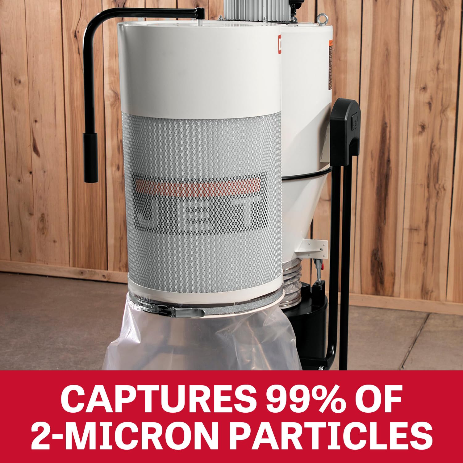 JET Cyclone Dust Collector, 2-Micron Filter, 1-1/2 HP, 115V 1Ph (Model JCDC-1.5)