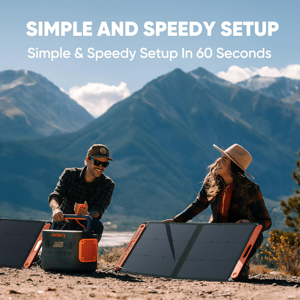 Jackery SolarSaga 200W Portable Solar Panel,IP68 Foldable Bifacial Solar Panels,Compatible with Jackery Explorer Power Station and Solar Generator,for Rooftops Outdoor Camping Off-Grid and RVs