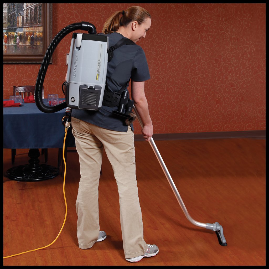 ProTeam ProVac FS 6 Commercial Backpack Vacuum with Power Nozzle Tool Kit, 6 Quart, Gray