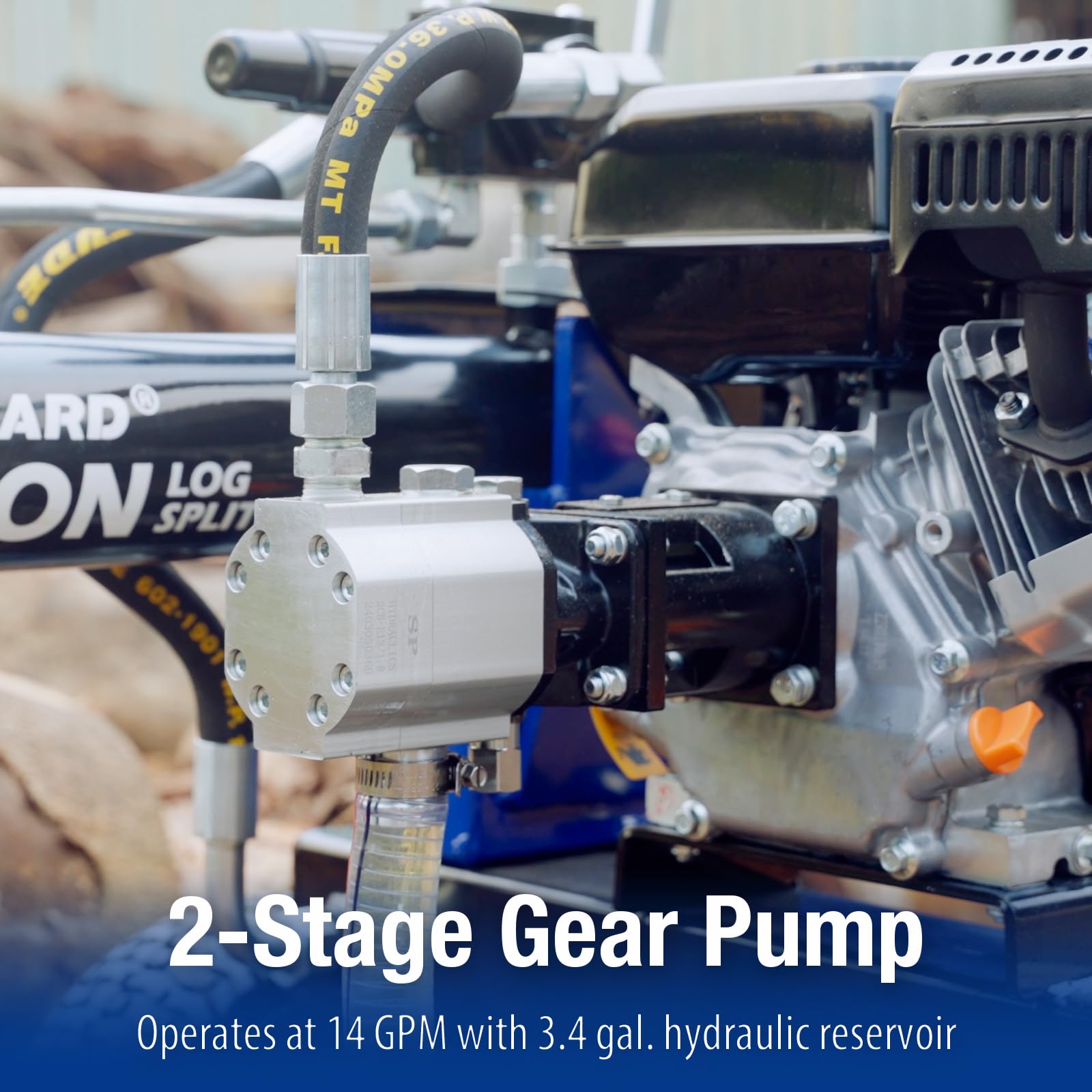 BILT HARD 25-Ton Horizontal/Vertical Log Splitter, Gas Wood Splitter with 209cc OHV Engine, 2" Ball Coupler, 16" DOT Tires, 2 Stage Gear Pump, Hydraulic Log Splitter, Firewood Splitting Machine