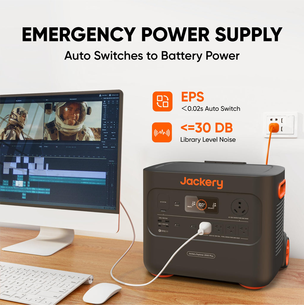 Jackery Portable Power Station Explorer 2000 Plus, Solar Generator with 2042Wh LiFePO4 Battery 3000W Output, Expandable to 24kWh 6000W, for Outdoor RV Camping & Emergency (Solar Panel Optional)