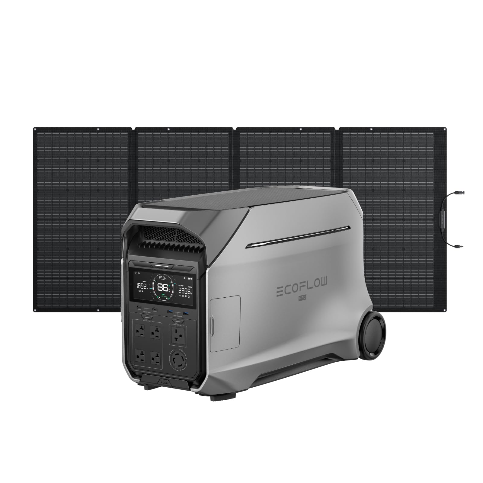 EF ECOFLOW Solar Generator 4096Wh DELTA Pro 3 with 2X400W Portable Panels, 120/240V 4000W AC Output, Solar Generator for Home Use, Camping Accessories, Emergencies, Power Outages, RVs