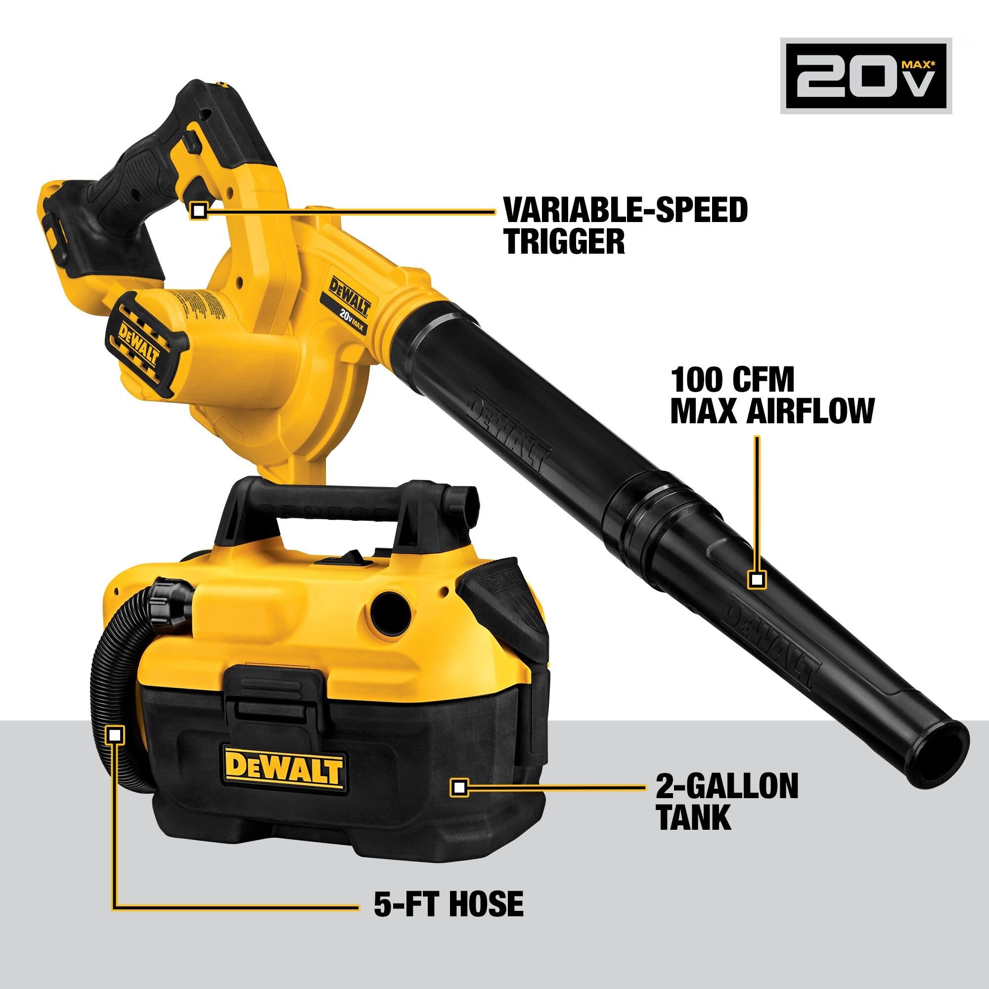DEWALT 20V MAX Power Tool Combo Kit, 10 Tool Cordless Power Tool Set, 2 Batteries, Charger and 2 Bags Included, Dewalt Brushless Combo Kit (DCK1021D2)