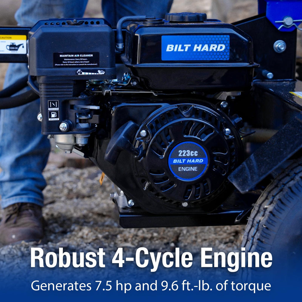 BILT HARD 25-Ton Horizontal/Vertical Log Splitter, Gas Wood Splitter with 209cc OHV Engine, 2" Ball Coupler, 16" DOT Tires, 2 Stage Gear Pump, Hydraulic Log Splitter, Firewood Splitting Machine