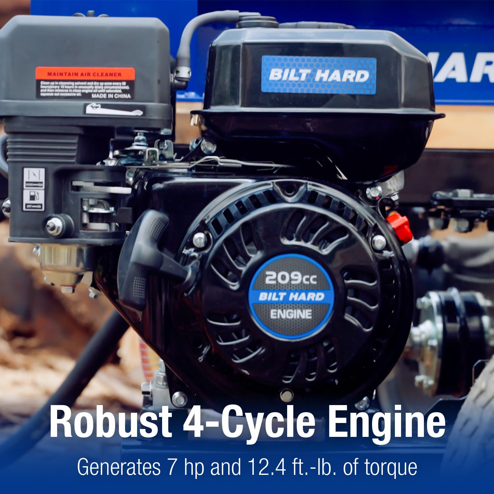 BILT HARD 25-Ton Horizontal/Vertical Log Splitter, Gas Wood Splitter with 209cc OHV Engine, 2" Ball Coupler, 16" DOT Tires, 2 Stage Gear Pump, Hydraulic Log Splitter, Firewood Splitting Machine