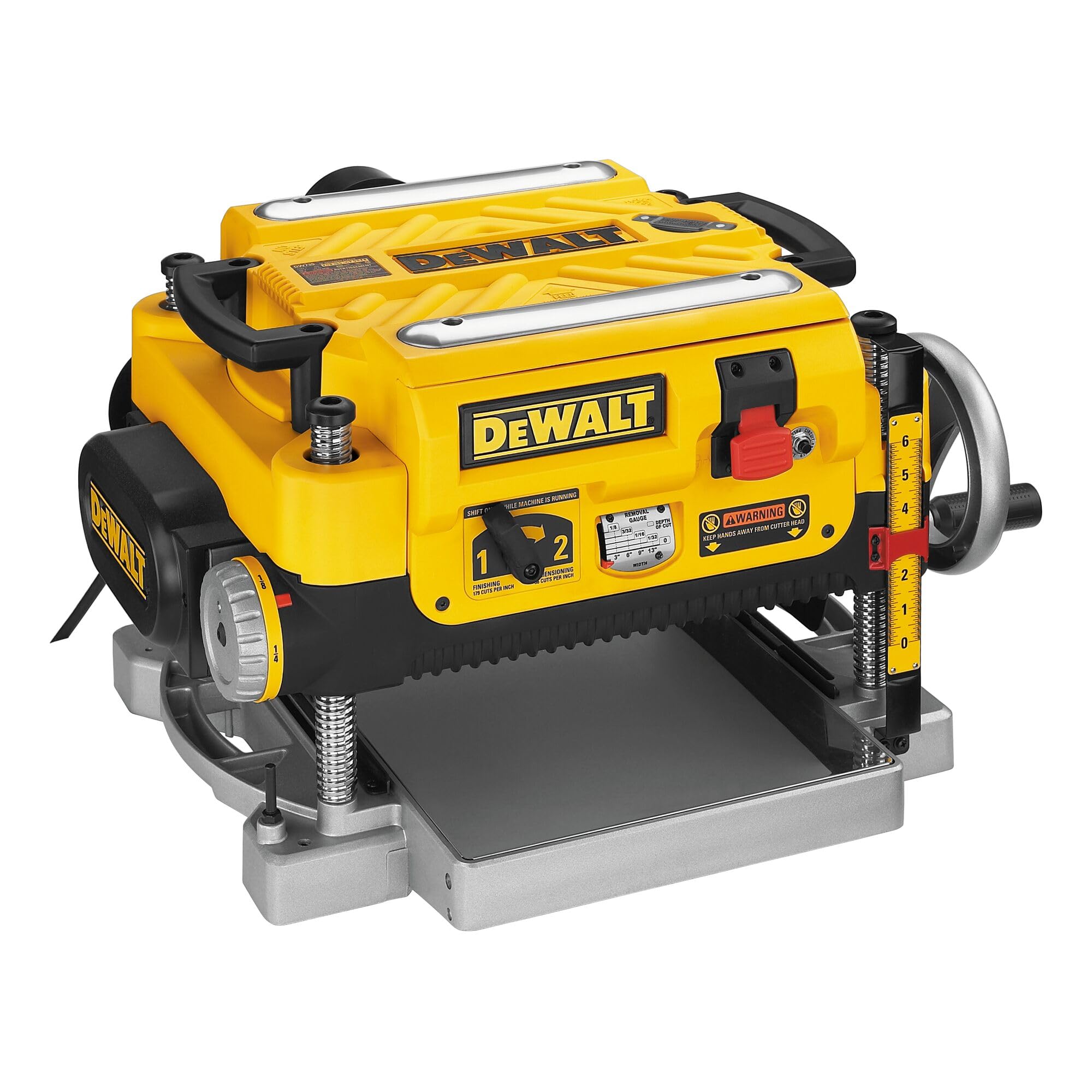 DEWALT Thickness Planer, 13-inch Wood Planer, Three Knife Two Speed, 15 Amp, 20,000 RPM Motor (DW735X)
