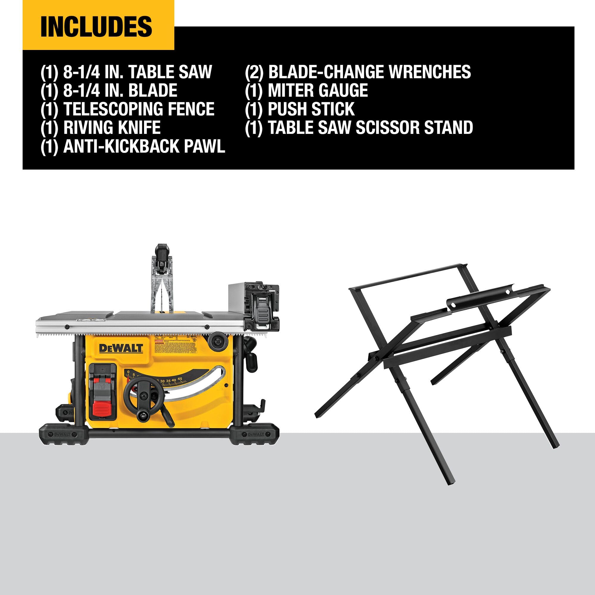 DEWALT 15 Amp 8-1/4 in. Compact Portable Jobsite Table Saw (DWE7485)
