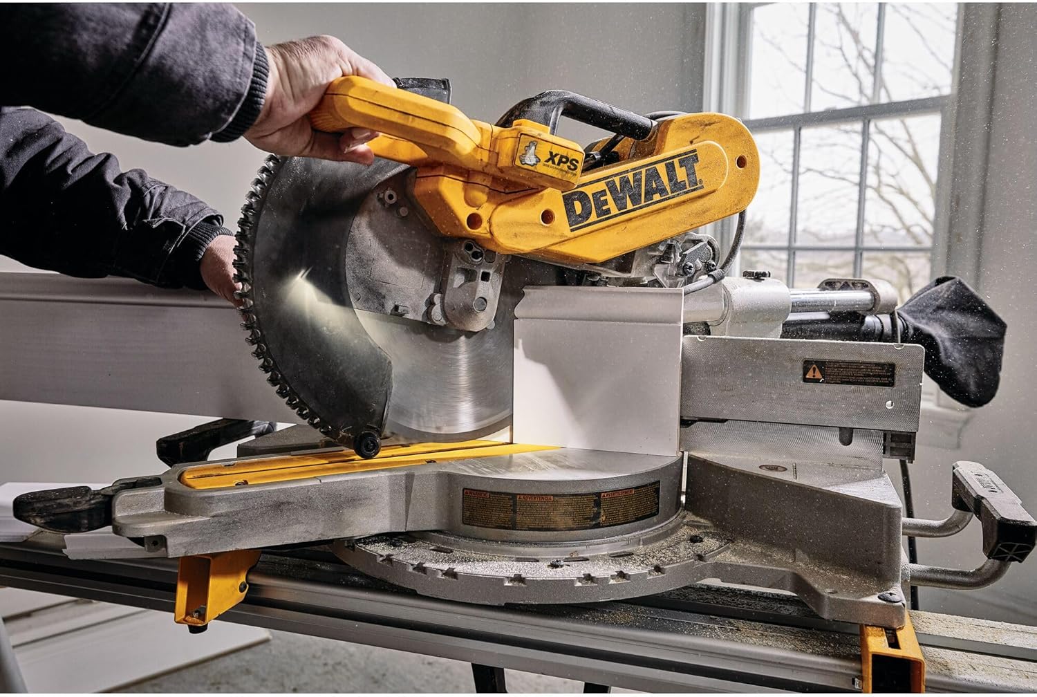 DEWALT Miter Saw, 12-inch Double Bevel Sliding Compound Miter Saw with XPS LED Shadow Light System, Includes Blade Wrench, Material Clamp and Dust Bag (DWS780)