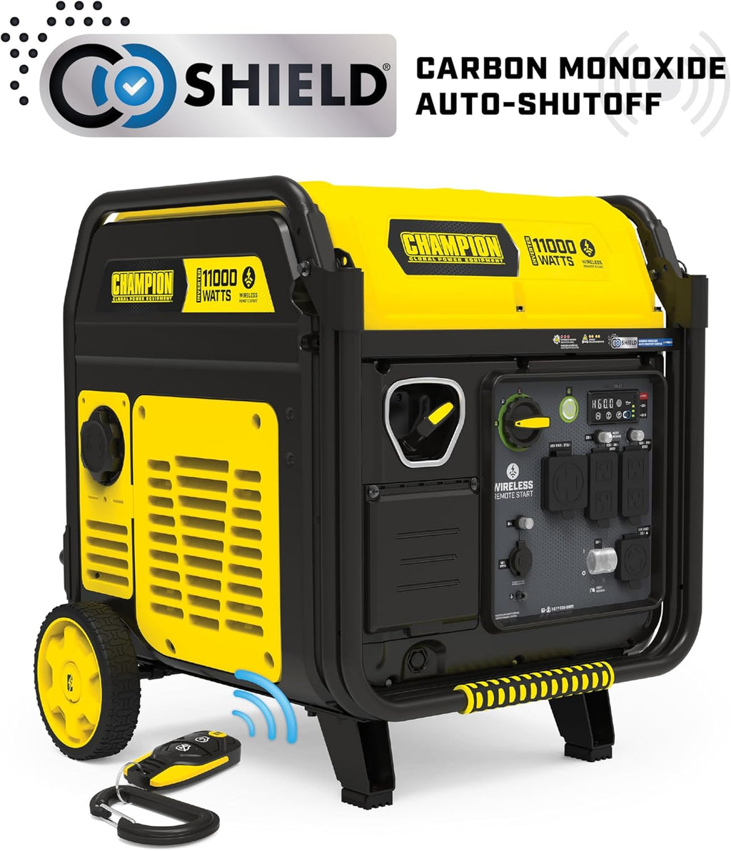 Champion Power Equipment 11,000-Watt Wireless Remote Start Home Backup Portable Inverter Generator with Quiet Technology and CO Shield