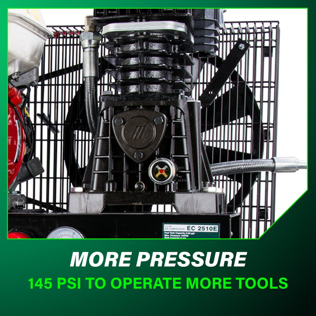 Metabo HPT Gas Powered Wheeled Air Compressor, 8 Gallon, 116 to 145 PSI, Professional Grade Honda GX Engine, Cast Iron Cylinder, Powerful Compression, Integrated Control Panel, EC2510E