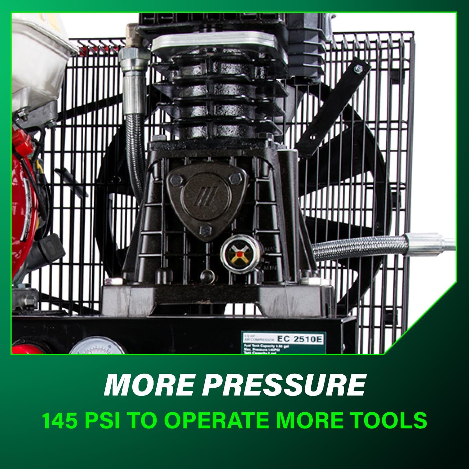 Metabo HPT Gas Powered Wheeled Air Compressor, 8 Gallon, 116 to 145 PSI, Professional Grade Honda GX Engine, Cast Iron Cylinder, Powerful Compression, Integrated Control Panel, EC2510E