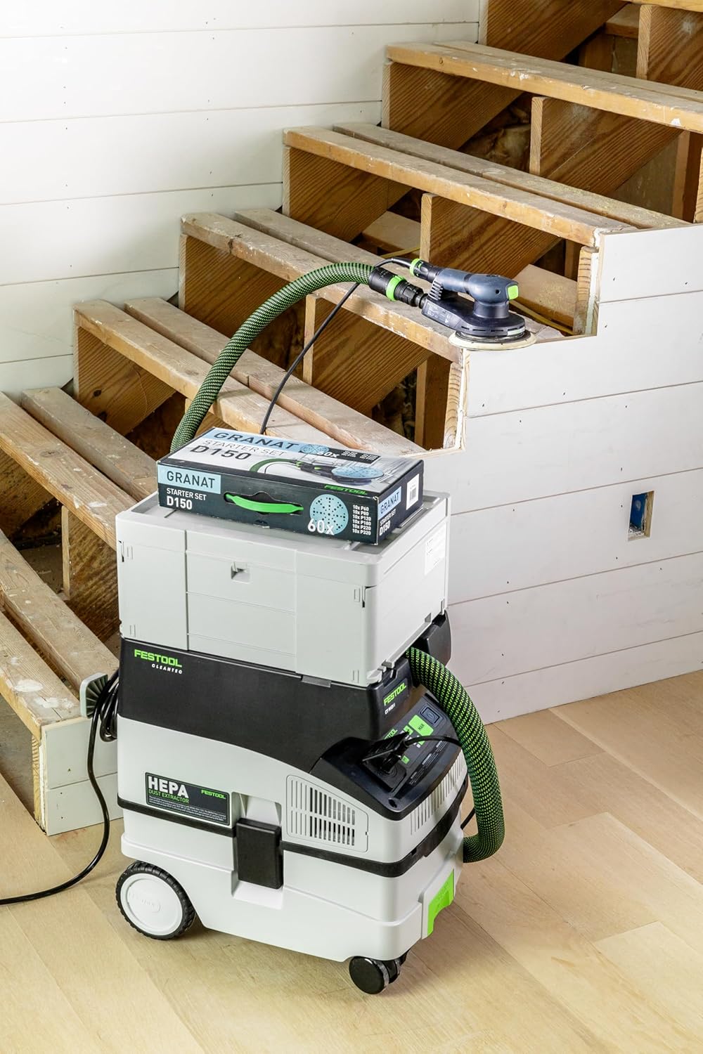 Festool 578867 Limited Edition CT MIDI I Dust Extractor + ETS EC 150/5 Random Orbit Sander Set | Includes Granat Abrasive Starter Kit & Filter Bags | HEPA Filtration | Bluetooth® Enabled