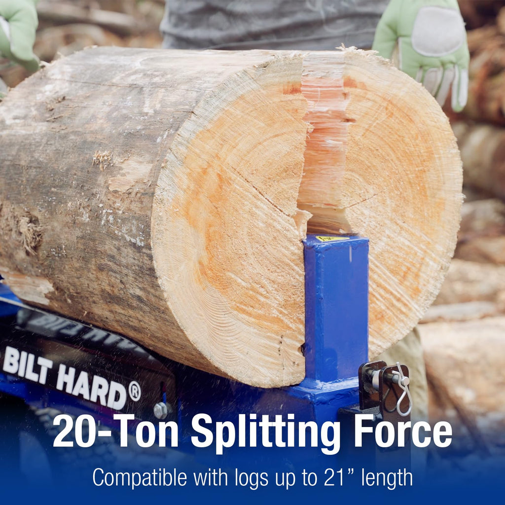 BILT HARD 25-Ton Horizontal/Vertical Log Splitter, Gas Wood Splitter with 209cc OHV Engine, 2" Ball Coupler, 16" DOT Tires, 2 Stage Gear Pump, Hydraulic Log Splitter, Firewood Splitting Machine