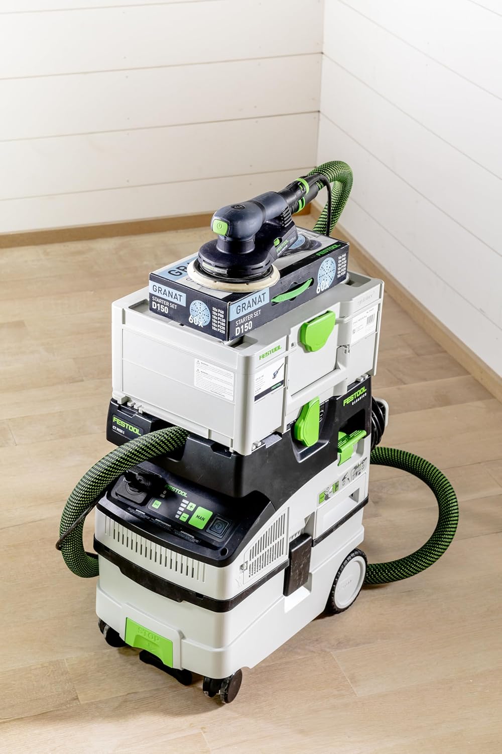 Festool 578867 Limited Edition CT MIDI I Dust Extractor + ETS EC 150/5 Random Orbit Sander Set | Includes Granat Abrasive Starter Kit & Filter Bags | HEPA Filtration | Bluetooth® Enabled