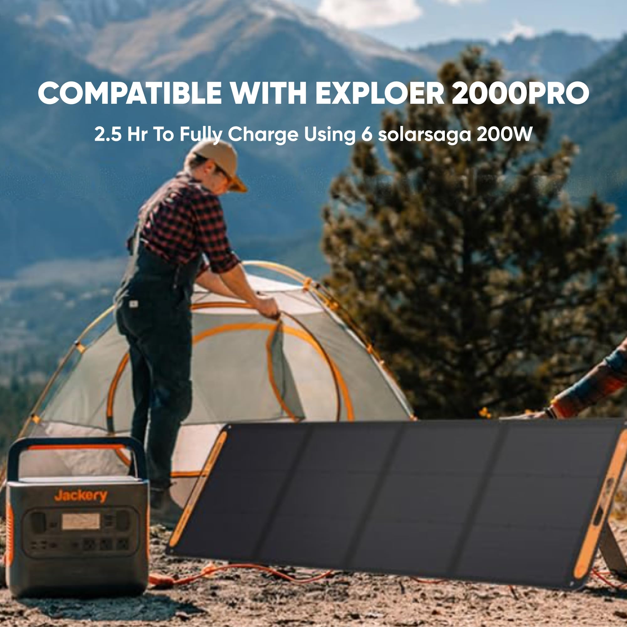 Jackery SolarSaga 200W Portable Solar Panel,IP68 Foldable Bifacial Solar Panels,Compatible with Jackery Explorer Power Station and Solar Generator,for Rooftops Outdoor Camping Off-Grid and RVs