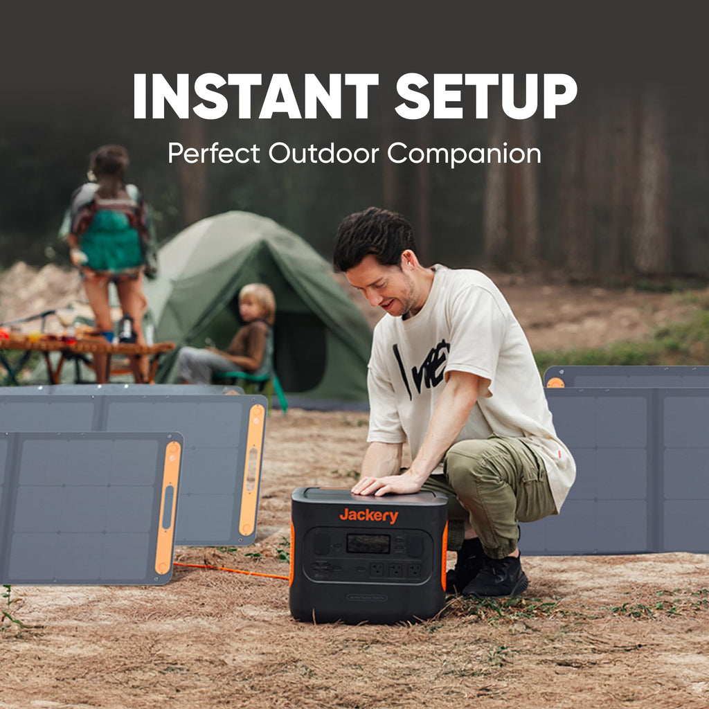 Jackery SolarSaga 200W Portable Solar Panel,IP68 Foldable Bifacial Solar Panels,Compatible with Jackery Explorer Power Station and Solar Generator,for Rooftops Outdoor Camping Off-Grid and RVs