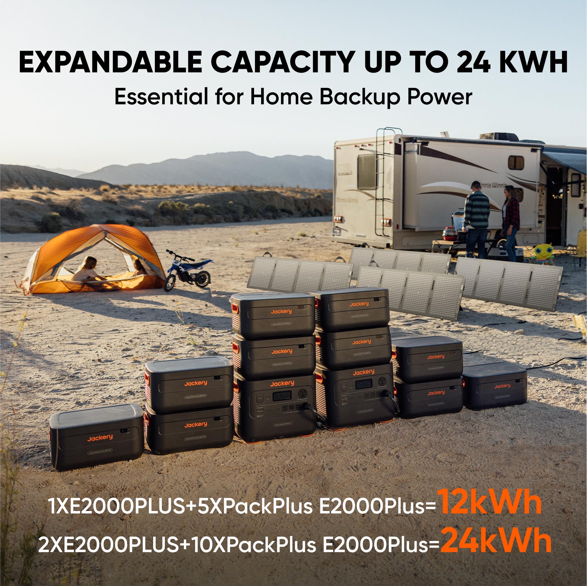 Jackery Portable Power Station Explorer 2000 Plus, Solar Generator with 2042Wh LiFePO4 Battery 3000W Output, Expandable to 24kWh 6000W, for Outdoor RV Camping & Emergency (Solar Panel Optional)
