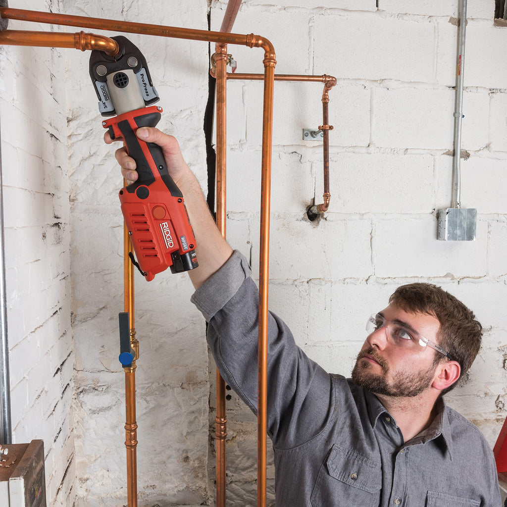 RIDGID 78148 RP 251 Compact Press Tool Battery Kit with ProPress Jaws (1/2" to 1-1/4"), In-Line Pressing Tool for Copper, Stainless Steel, PEX, and Carbon Steel